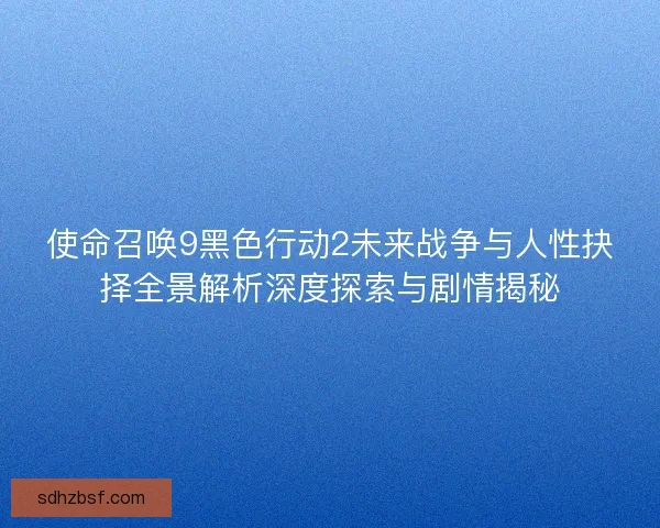 使命召唤9黑色行动2未来战争与人性抉择全景解析深度探索与剧情揭秘